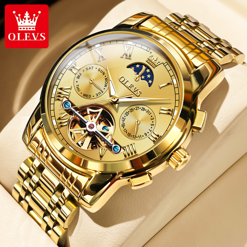 Leather Classic Strap - OLEVS 6617 メンズ クラシック 機械式腕時計 防水