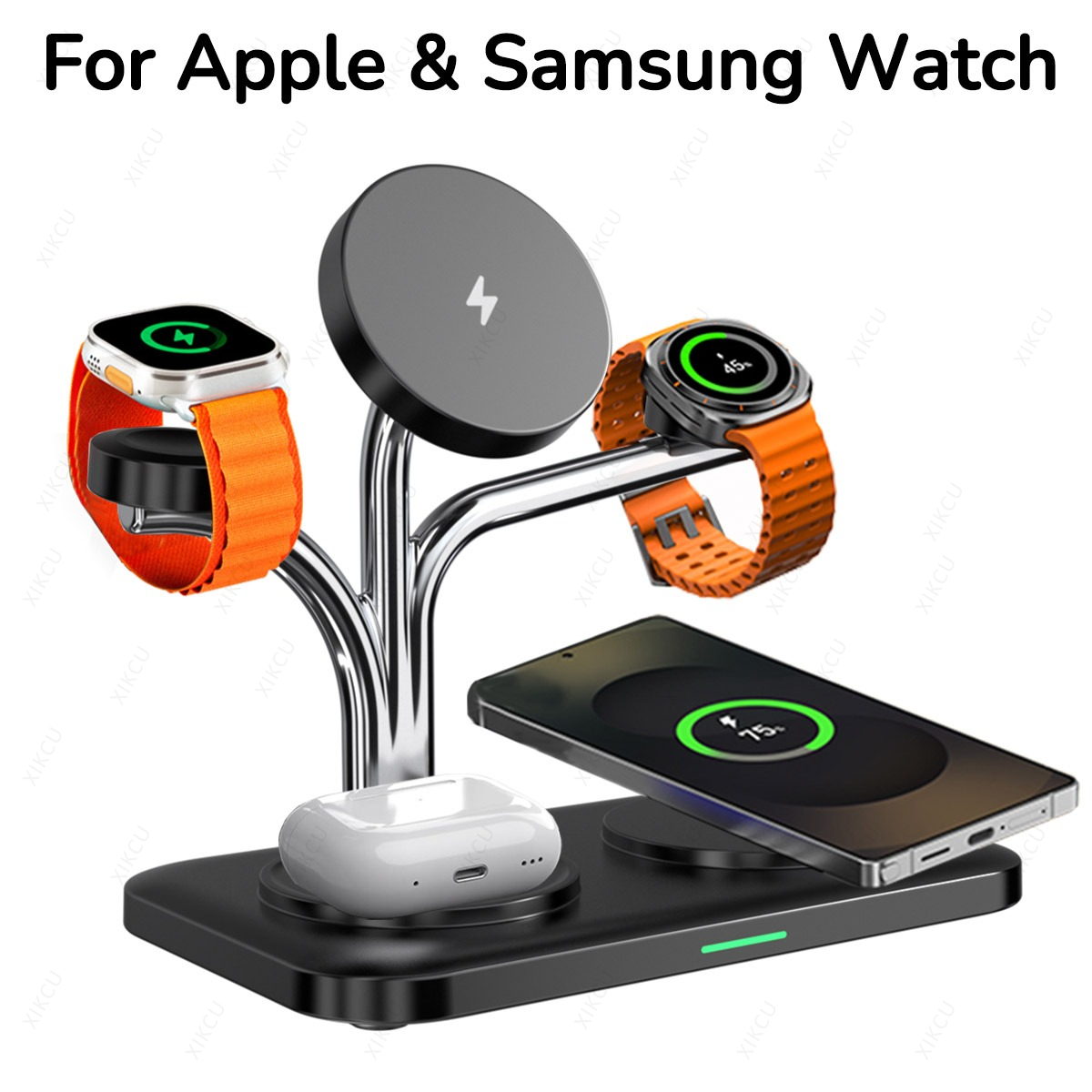 Watch Charger Cable - 5 in 1 磁気ワイヤレス充電器、デュアルフォンとウォッチの急速充電、iPhone 17～12、Samsung、Apple/Galaxy Watch、AirPods