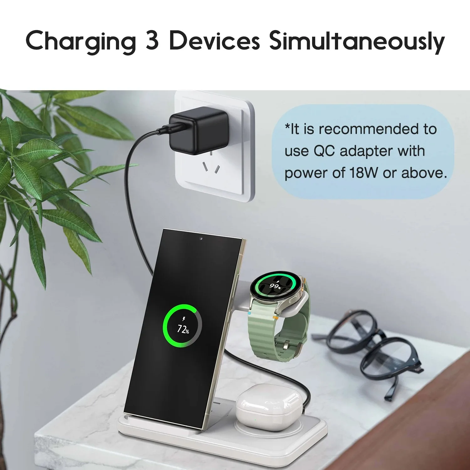 デスクトップ3-in-1ワイヤレス充電ステーション（Sams - Watch Charger Cable のレビューと価格