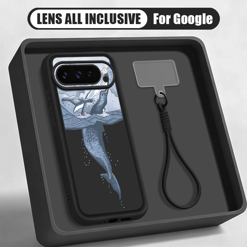 ザトウクジラ柄リストストラップ付きランヤードケース Goog - Google Pixel 9 のレビューと価格