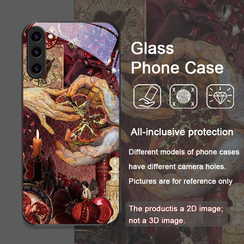 豪華なザクロの花柄強化ガラス製スマホケース Samsung  - Samsung Galaxy S24 のレビューと価格