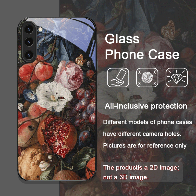 豪華なザクロの花柄強化ガラス製スマホケース Samsung  - Samsung Galaxy S24 のレビューと価格