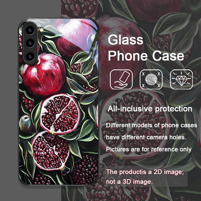 豪華なザクロの花柄強化ガラス製スマホケース Samsung  - Samsung Galaxy S24 のレビューと価格