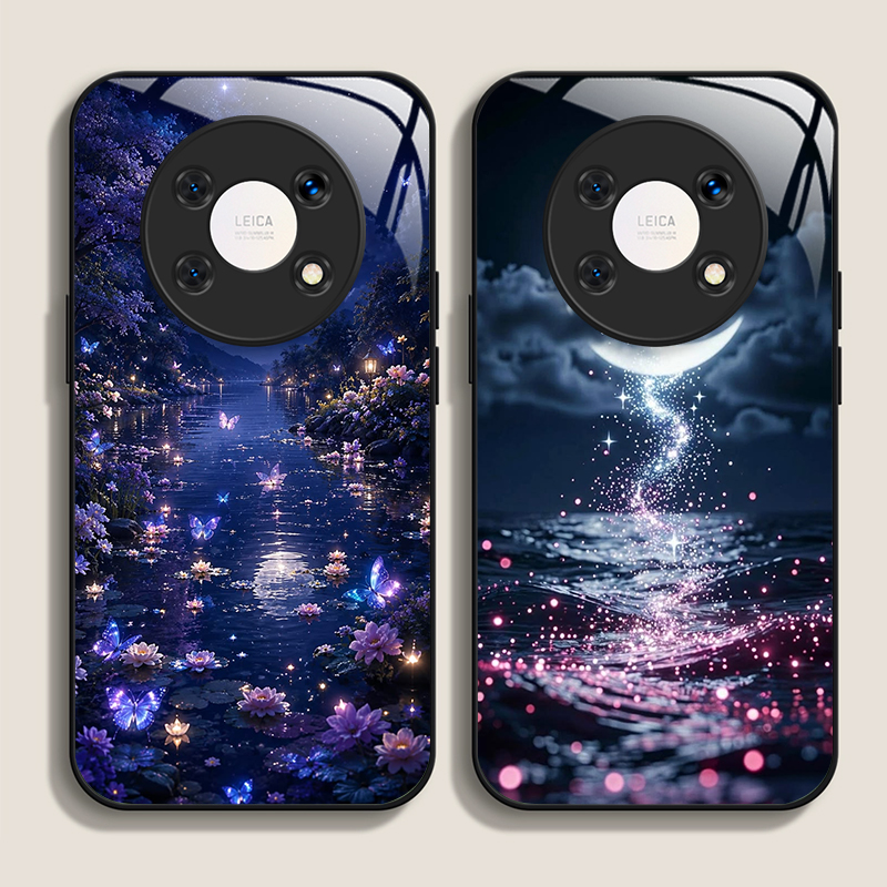 美しい夜の月景パターン強化ガラス製スマホケース Huawei - Huawei Nova 12 のレビューと価格
