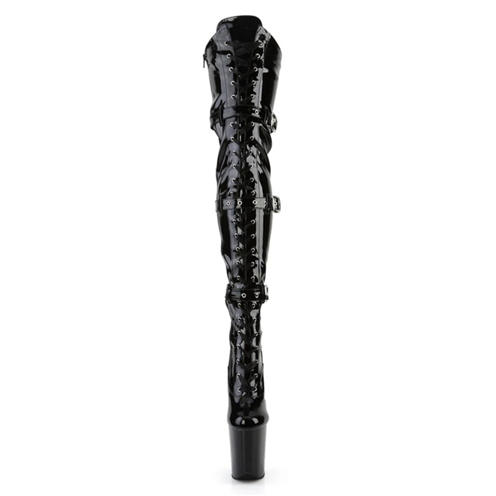 ポールダンス用20CM極高ニーハイブーツ |   ブラック  - Leather Classic Strap のレビューと価格