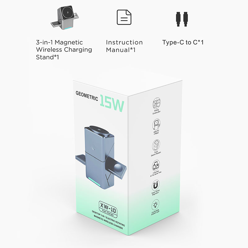 15Wタッチ回転式磁気多機能3in1ワイヤレス充電器 iPh - Watch Charger Cable のレビューと価格